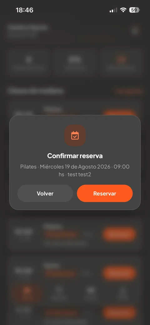 Reservar desde la app — paso 3